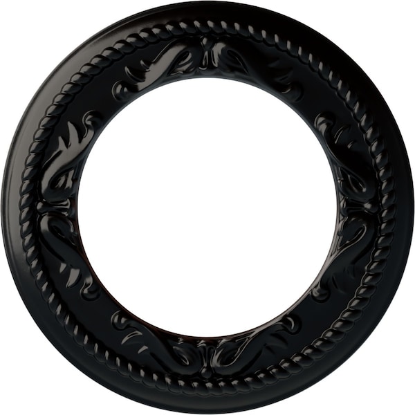 Ekena Millwork Roped Medway Ceiling Medallion (Fits Canopies up to 7 1/2"), 12 1/4"OD x 7 1/2"ID x 7/8"P, Jet Black CM12MEBLF - main